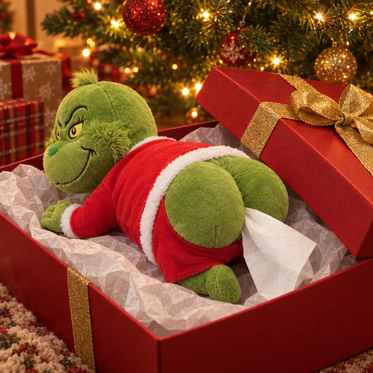 A pile of wrapped Christmas gifts
